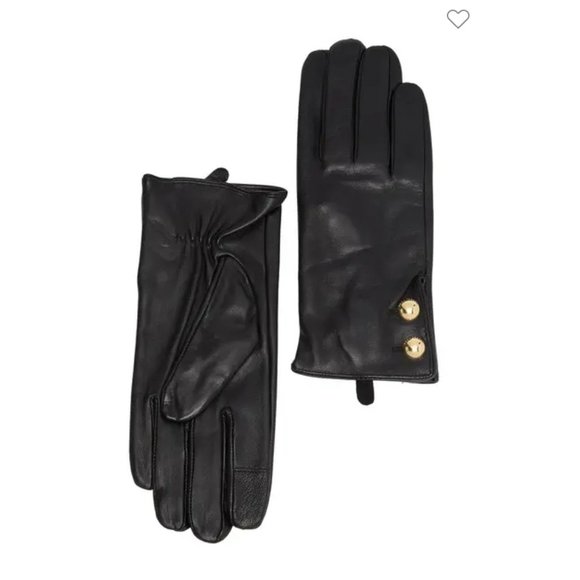 Michael Kors Accessories - 🆕 NWT 🖤 MK Leather Logo Dome Button Gloves